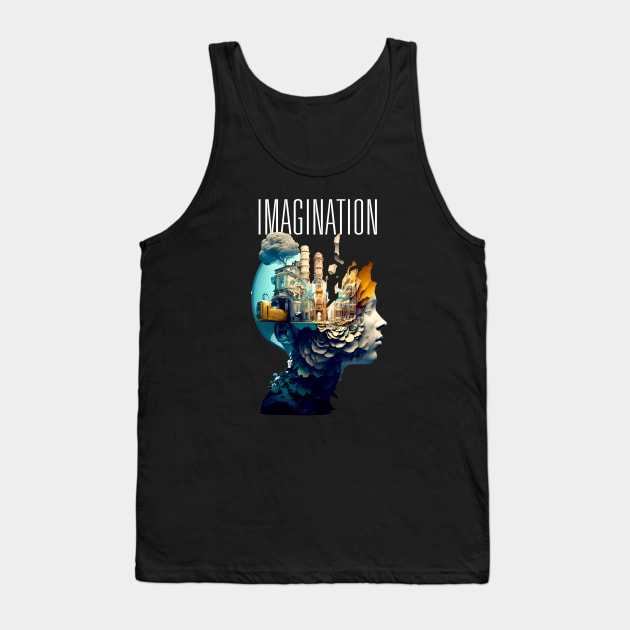 Imagination: The Dance of Imagination Where Wonders Are Born on a Dark Background Tank Top by Puff Sumo